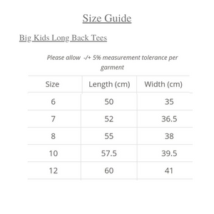 Long Back Tees - Big Kids