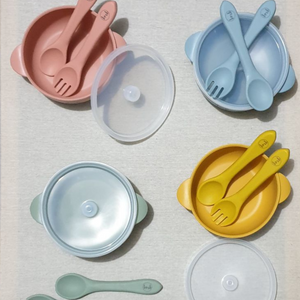 Suction Bowl with Lid & Cutlery Set